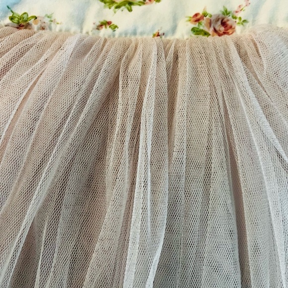 Flofullzique Floral Blush and White Kids Tulle Dress Size 1 - Picture 4 of 9
